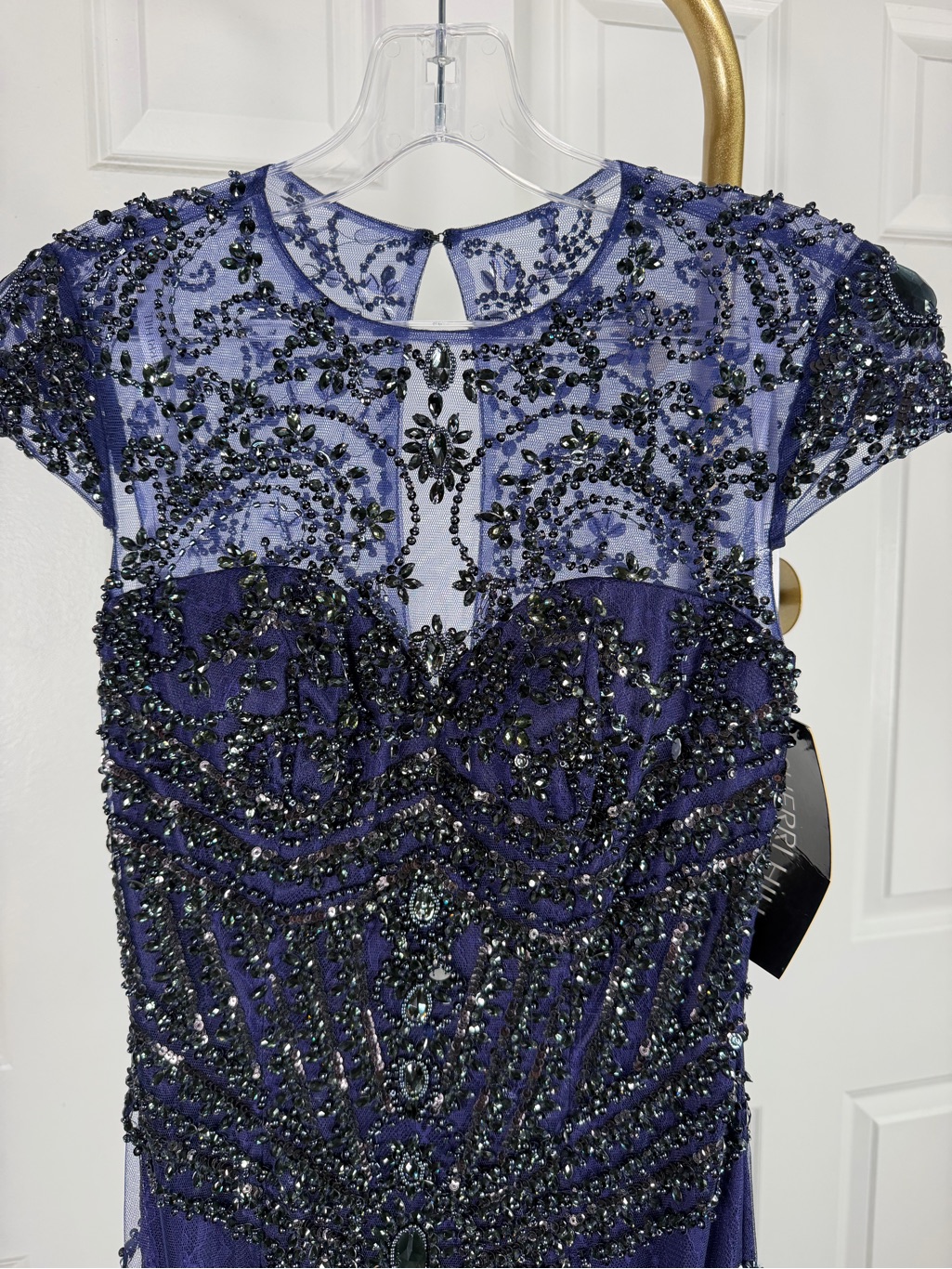 Sherri Hill 50516 Size 0 Nwt Navy Beaded Mermaid Evening Gown Formal Prom Dress — image 3 of 8